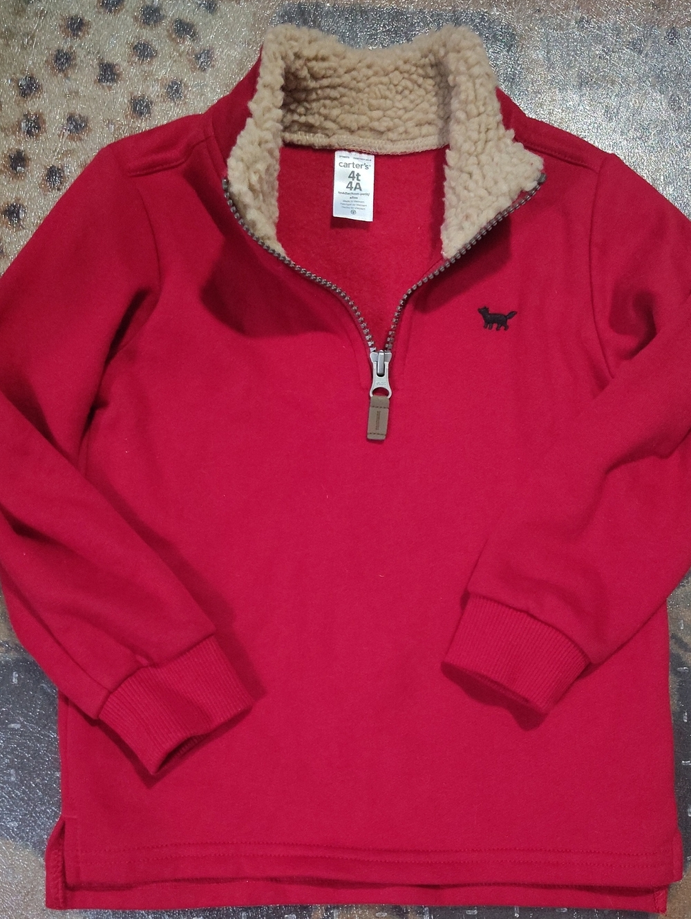 Carter's Red Sherpa-Lined Quarter-Zip Pullover